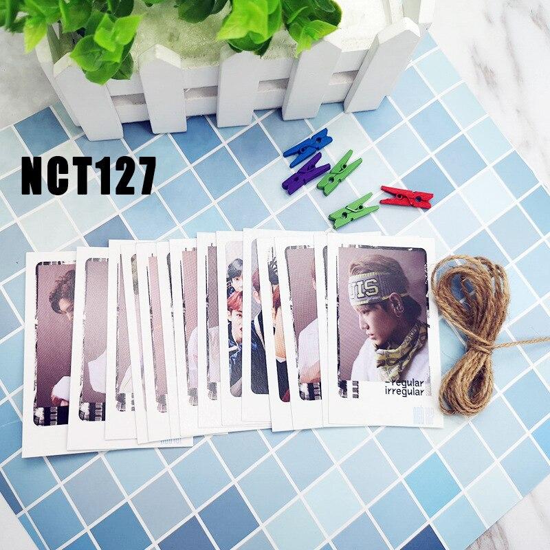 [MYKPOP]NCT127 LOMO Cards 14pcs/set with Wood Clips and Hemp Rope Paper Photo Card KPOP Fans Collection SA18110401