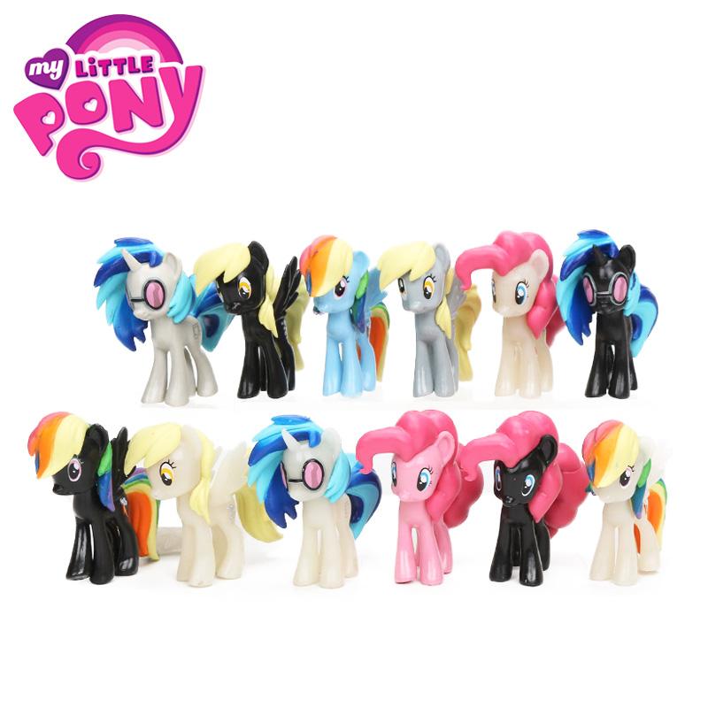 12pcs 7cm My Little Pony Toys Friendship is Magic DJ Pon-3 Photo Finish Rainbow Dash Pinkie Pie Tempest Shadow PVC Action Figure