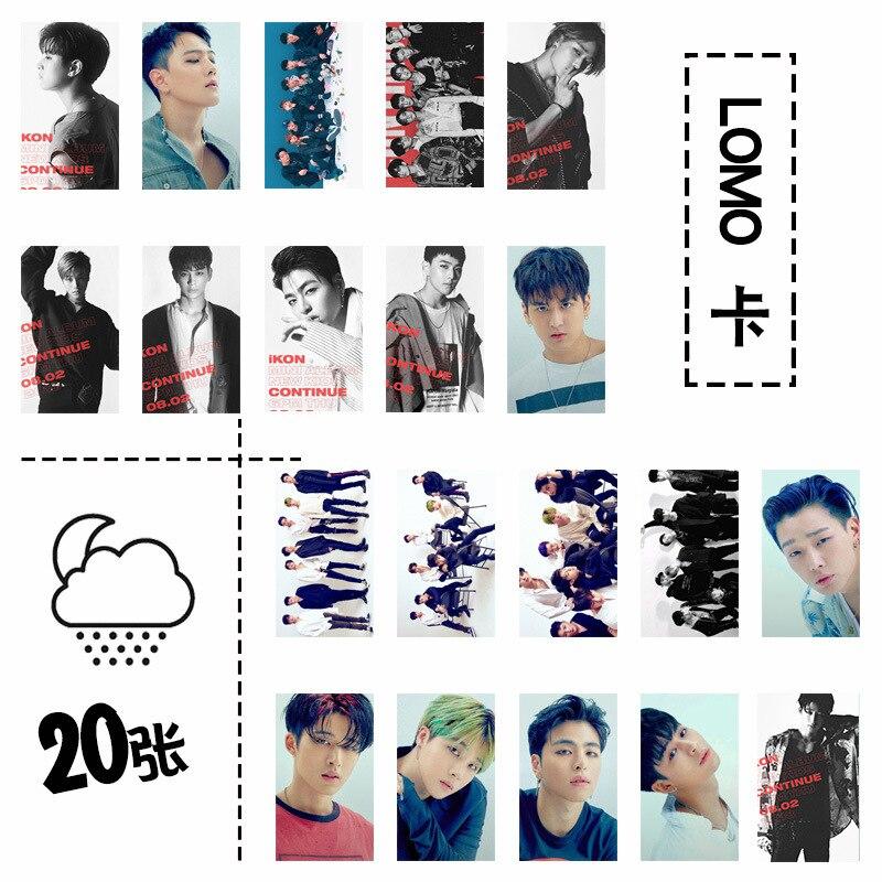 [MYKPOP]IKON LOMO Cards Set 20pcs/set Paper Photo Card KPOP Fans Collection Tin Box Packing SA18082508