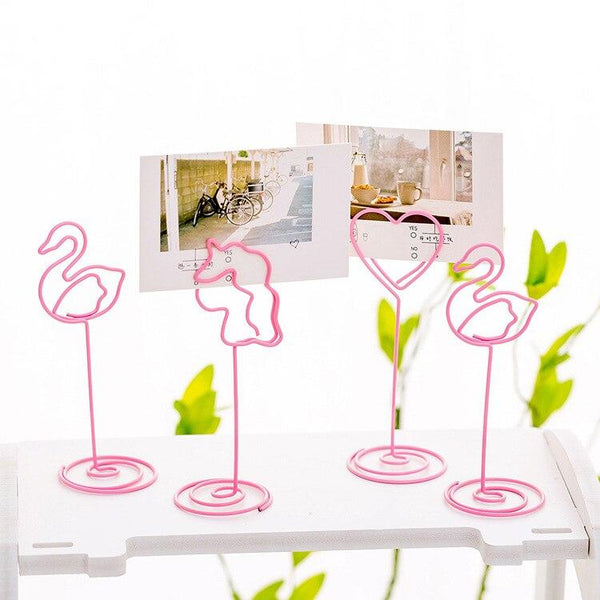 Heart-shaped Animals Unicorn Action Figure Printed Metal Flamingo Photo Clip Simple Office Desk Message Note Clip Decoration Toy