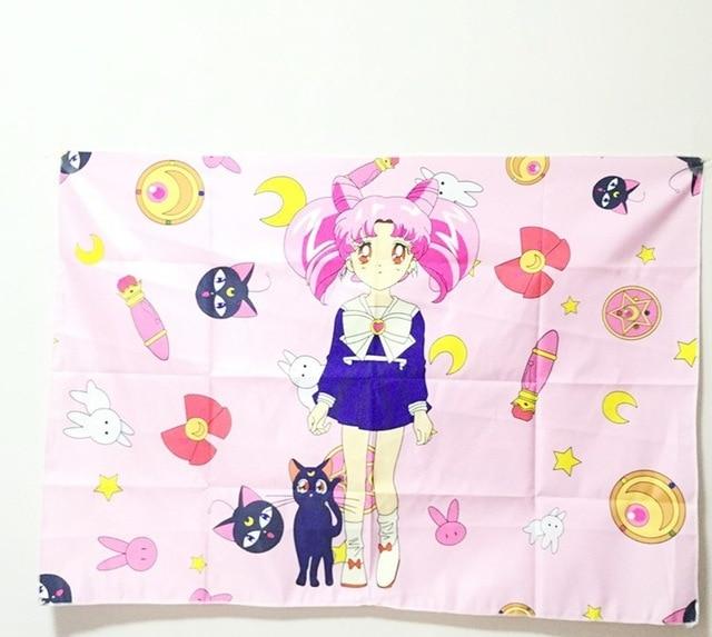 Cosplay Sailor Moon card captor sakura Action Figure Printed Polyester Usagi Cartoon Luna Cat photo Background Cloth Tablecloth