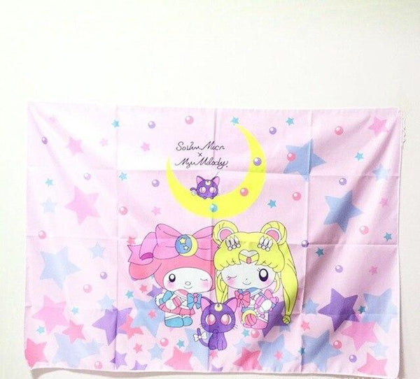 Cosplay Sailor Moon card captor sakura Action Figure Printed Polyester Usagi Cartoon Luna Cat photo Background Cloth Tablecloth