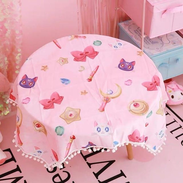 Cosplay Sailor Moon card captor sakura Action Figure Printed Polyester Usagi Cartoon Luna Cat photo Background Cloth Tablecloth