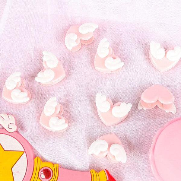 10pcs Card Captor Sakura Action Figure Print Resin Hearts Shape Mini Creative Photo Notes Paper Folder Sealing Clothes File Clip