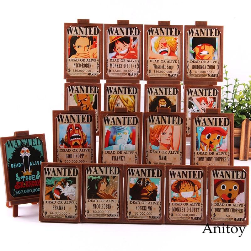 18pcs/set Hot Toy Anime One Piece Action Figure Luffy Nami Zoro Sanji Chopper Wanted Posters Photo Frame Collection Toys