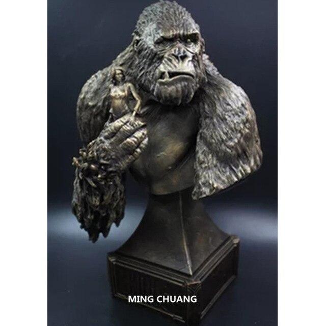 30CM Statue Imitation Copper King Kong And Anne Jack Bust Half-Length Photo Or Portrait Action Figure Collectible Model Toy J285