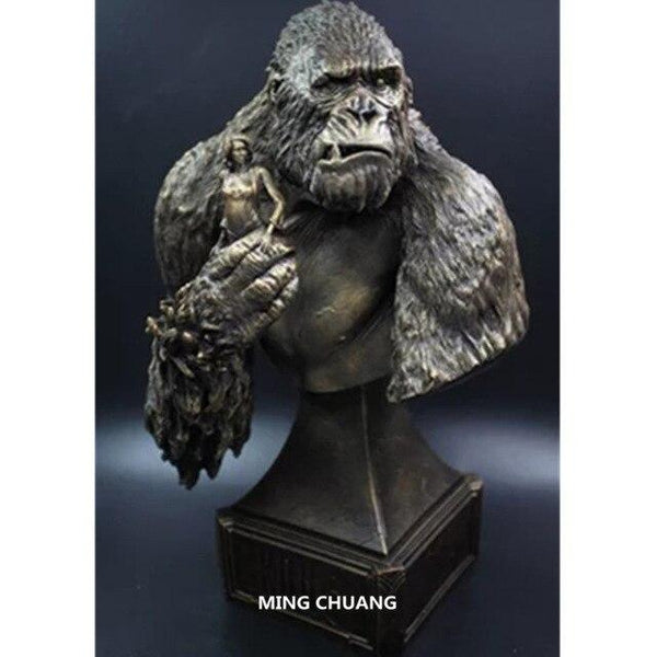 30CM Statue Imitation Copper King Kong And Anne Jack Bust Half-Length Photo Or Portrait Action Figure Collectible Model Toy J285