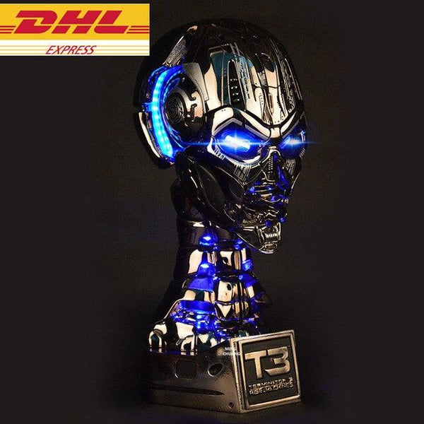 Terminator Statue Arnold Schwarzenegger LED EYE Bust Skull Endoskeleton Half-Length Photo Or Portrait 1:1 Lift-Size Resin J355