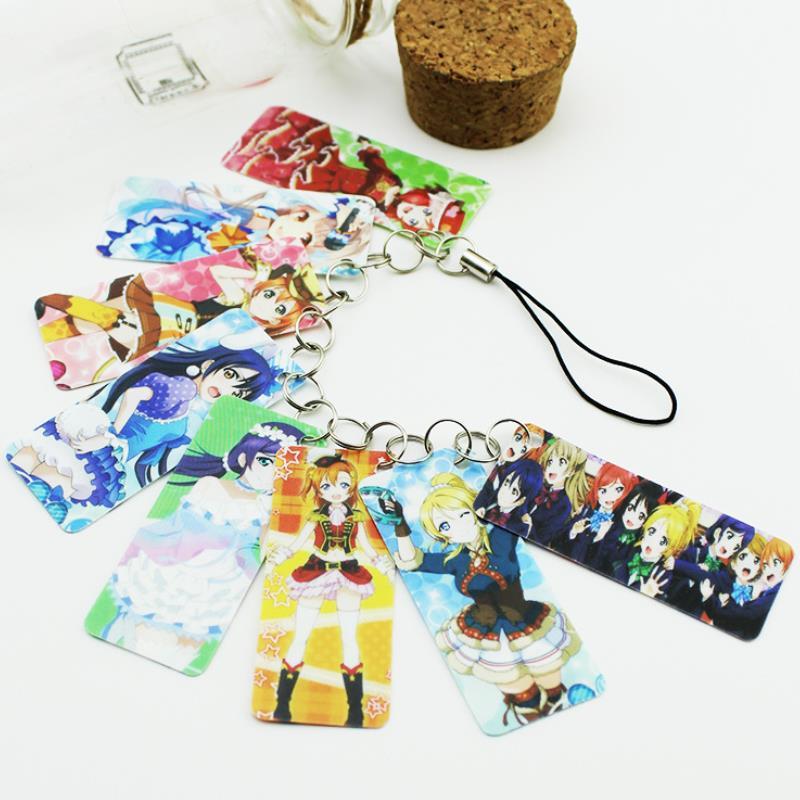 1Pc new Hot sale Anime LoveLive Photo Pvc Card String Keychain 8 pcs Cards/string Women Bag Accessories Figure Toys gift