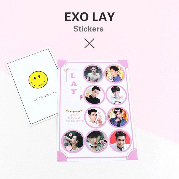 [MYKPOP]EXO LAY Stickers Album Paper Stickers K-POP Stickers For  Diary Photo Album Phone Luggage Books Desk Cup SA18031501