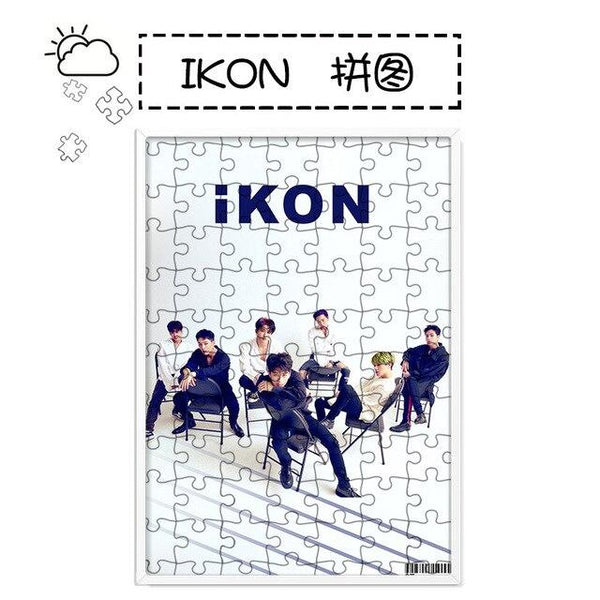 [MYKPOP]IKON Puzzles 120pcs With a Photo Frame Desk Decoration KPOP Fans Collection SA18082914