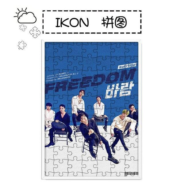 [MYKPOP]IKON Puzzles 120pcs With a Photo Frame Desk Decoration KPOP Fans Collection SA18082914
