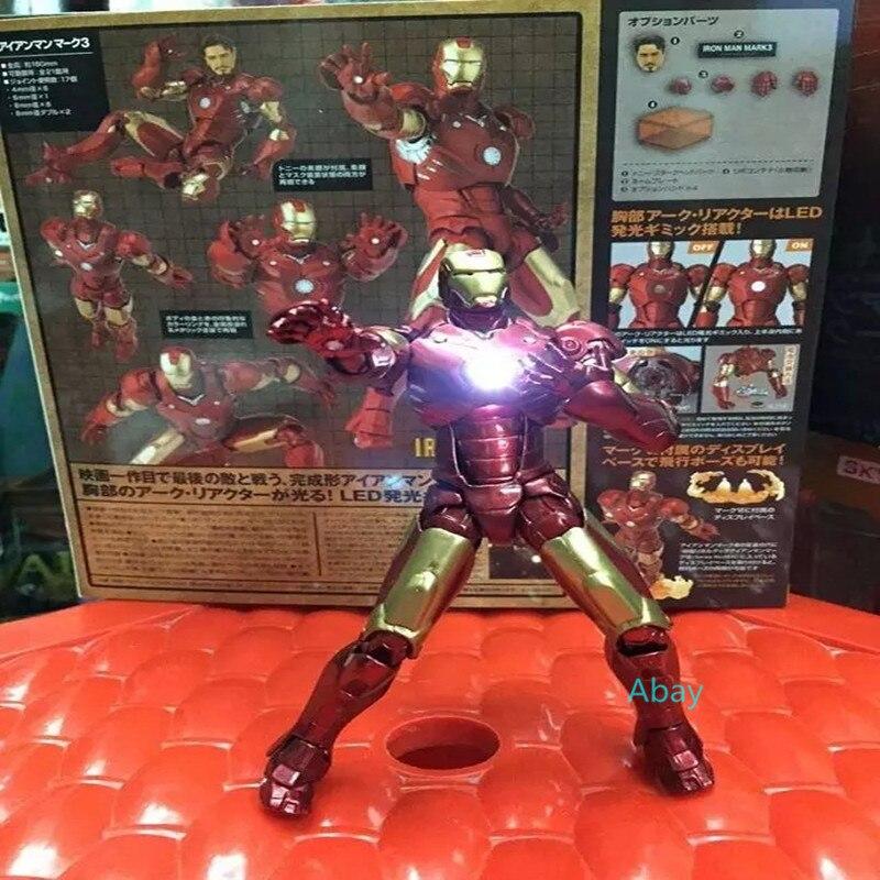 6"The Avengers #042 #052 Special Photo Yamaguchi With LED Light Iron Man Tony stark #036 #035 PVC Action Figure Toy BOX H107