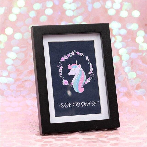 1pcs Anime Action Figure Printed Wood Photo Frame Cartoon Animal Creative Unicorn shape Desktop Photo Frame Decoration Gift Doll