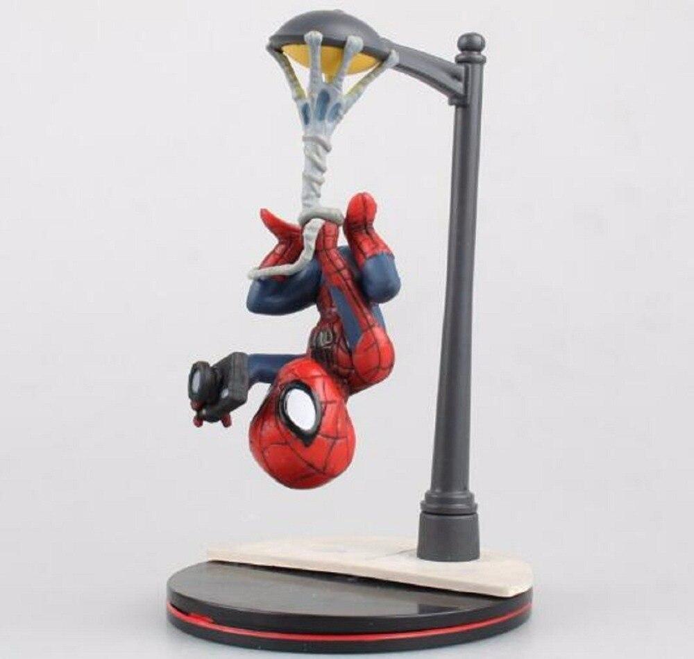 Q version Marvel Avengers 14cmSpider Man take photo Action Figure Model Anime Mini Doll Decoration Collection Figurine model toy