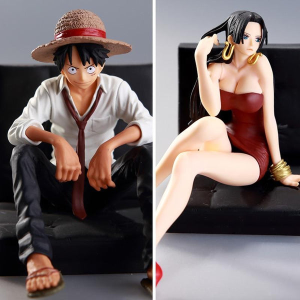 ONE PIECE Photo Monkey D Luffy & Hancock Sitting Sofa Anime Figure Model Gift Toys for Children