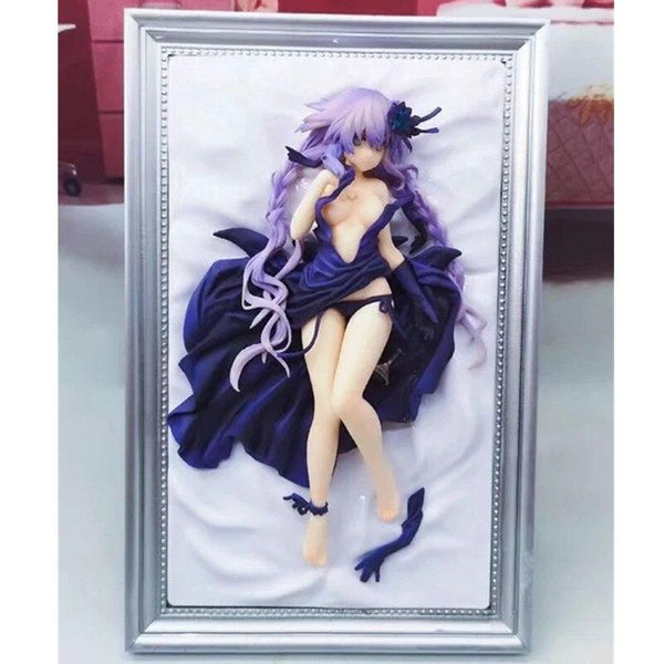 Anime Choujigen Game Neptune Purple Heart Beautiful Sexy Girl Dress Photo Frame PVC Action Figure Collection Model Toys Y1020