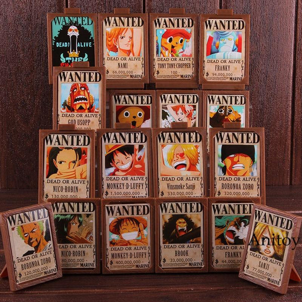18pcs/set Hot Toy Anime One Piece Luffy Figure Nami Zoro Sanji Chopper Wanted Posters Photo Frame Action Collectible Toy