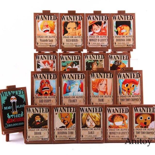 18pcs/set Hot Toy Anime One Piece Luffy Figure Nami Zoro Sanji Chopper Wanted Posters Photo Frame Action Collectible Toy