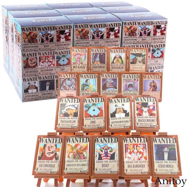 18pcs/set Hot Toy Anime One Piece Luffy Figure Nami Zoro Sanji Chopper Wanted Posters Photo Frame Action Collectible Toy