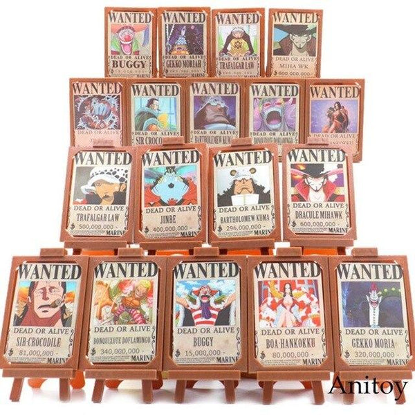 18pcs/set Hot Toy Anime One Piece Luffy Figure Nami Zoro Sanji Chopper Wanted Posters Photo Frame Action Collectible Toy