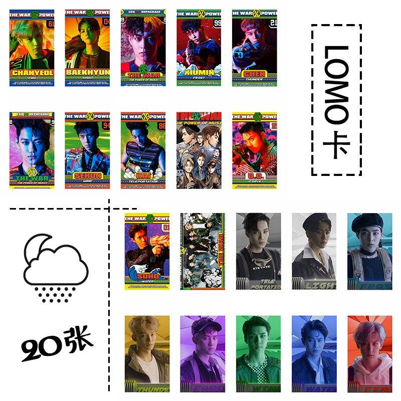 [MYKPOP]EXO LOMO Cards Set 20pcs/set Paper Photo Card THE WAR KPOP Fans Collection Tin Box Packing SA18082301