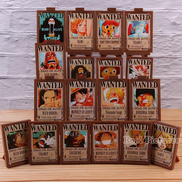 Hot Toy Anime One Piece Figure Luffy Nami Zoro Sanji Chopper Wanted Posters Photo Frame Action Collection Toy 18pcs/set