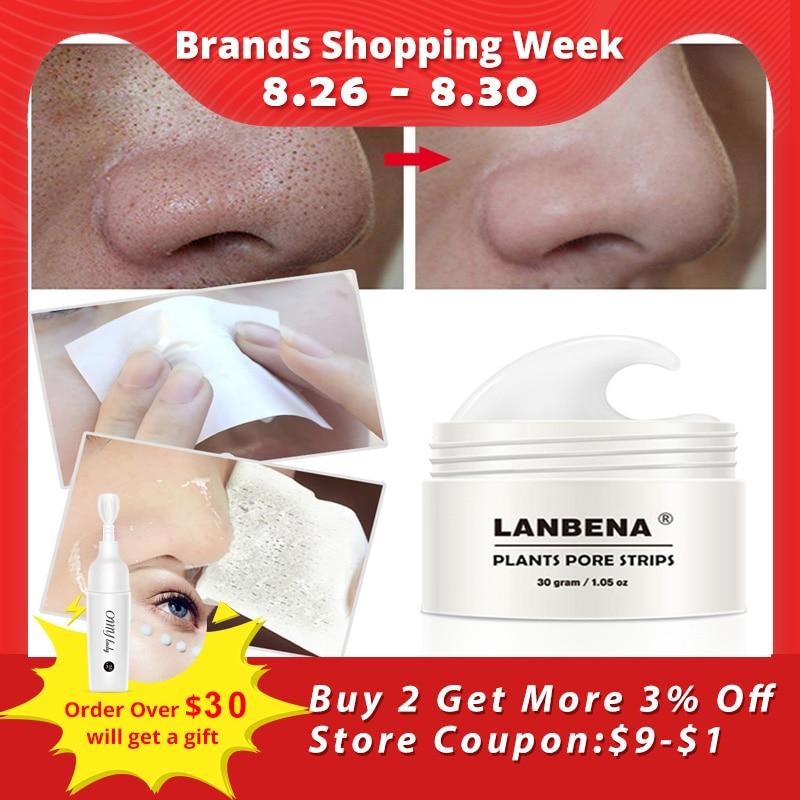 60pcs paper LANBENA Blackhead Remover Nose Mask Pore Strip Black Mask Peeling Anti Acne Treatment Black Deep Cleansing Skin Care