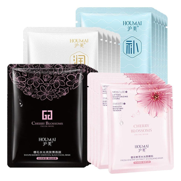 Water Light Facial Mask Seaweed & Cherry Blossom & Bamboo Charcoal Nourishing Moisturizing Brightening Anti Acne Face Mask