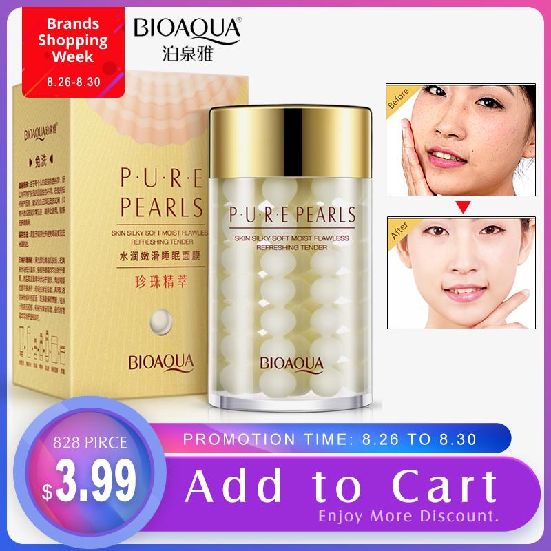 BIOAQUA Natural Pearl Moisturizing Sleeping Mask Face Care Anti Wrinkle Hydrating Oil-Control Night Facial Mask Skin Care Cream