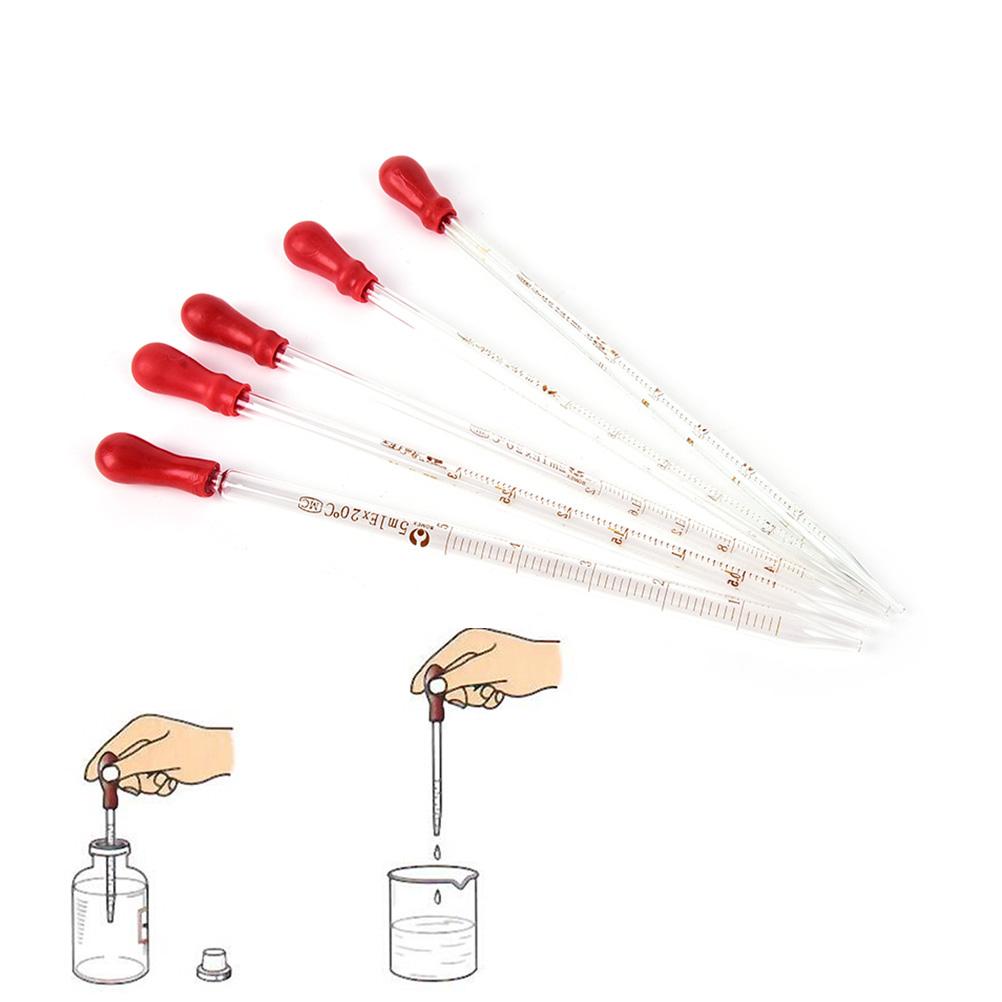 1pc  Glass Graduated Pipette with Rubber Bulb Lab Chemistry Dropper Dispensing 0.5ml 1ml 2ml 3ml 5ml