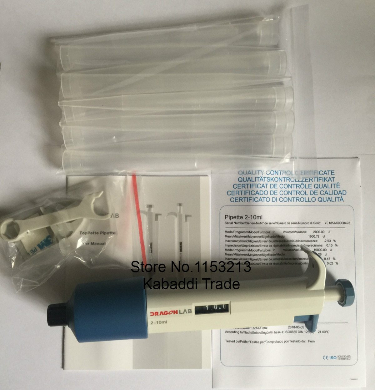DLab Single-channel Adjustable Volume Mechanical Pipette-TopPette Dragon lab Pipettor Pipet  2-10ml, buy one get 11pcs tips