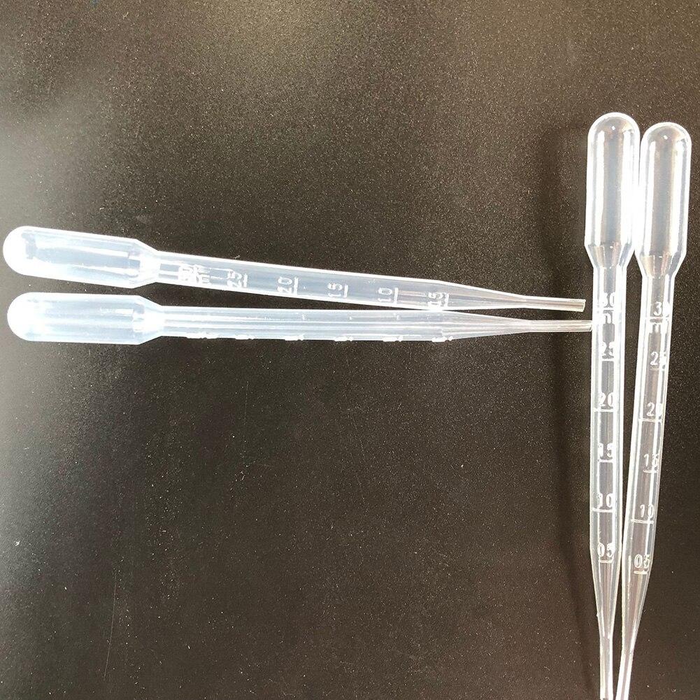 100Pcs Portable Elastic Graduated Pipettes Transfer Lab Dropper Disposable Polyethylene Supplies 3ml Transparent Safe Accurate