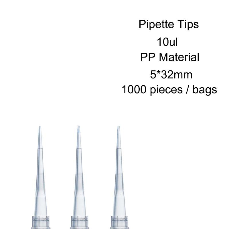 1000 Pieces Lab Disposable Clear PP 10ul Pipette Tips