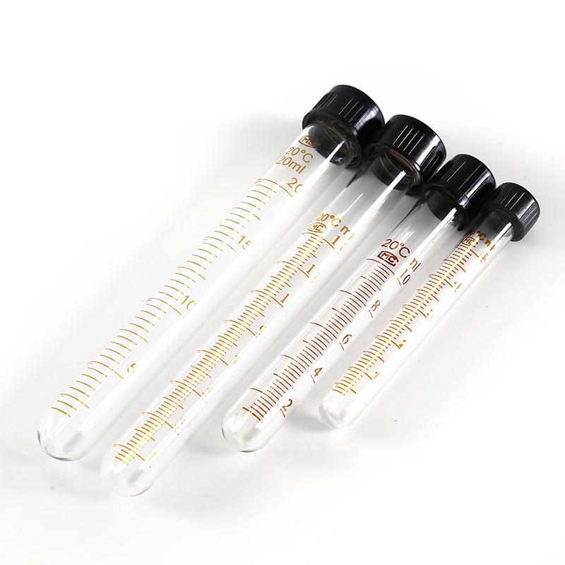 5ml 10ml 15ml 20ml Round Bottom Scale Line Glass Test Tube With Screw Cap For Chemistry Laboratory