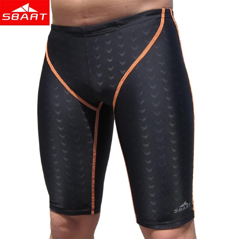 Sbart Professional Quality Men Competitive Swim Trunks Shark Skin Swimwear Solid Jammer Swimsuit Fifth Pant Plus Size M-5XL