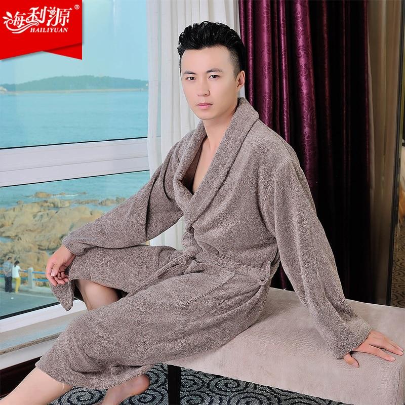TOP Grade 100% Cotton Bathrobe,plus size cotton man bathrobe