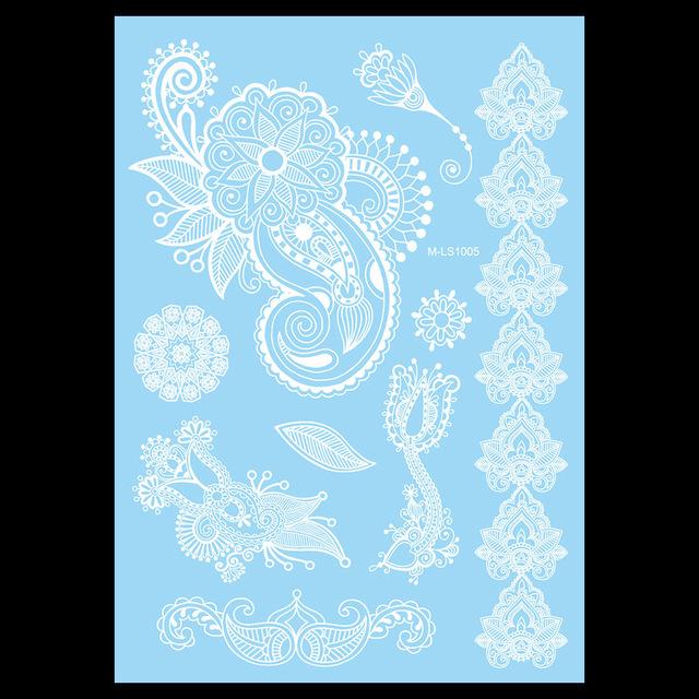 1pc Trendy Fake Flower Waterproof Tatoo WM-LS1006 Temporary White for Women Body Art Tattoo Henna Pendant Choker Jewelry Sticker