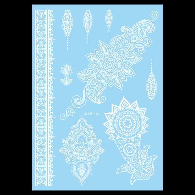 1pc Trendy Fake Flower Waterproof Tatoo WM-LS1006 Temporary White for Women Body Art Tattoo Henna Pendant Choker Jewelry Sticker