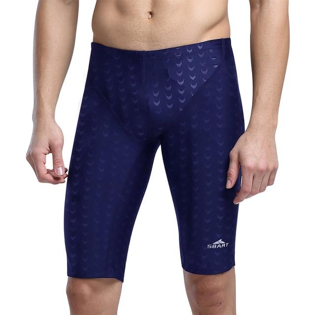 Sbart Professional Quality Men Competitive Swim Trunks Shark Skin Swimwear Solid Jammer Swimsuit Fifth Pant Plus Size M-5XL