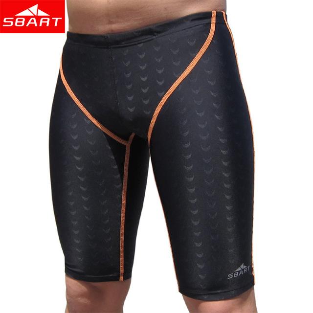 Sbart Professional Quality Men Competitive Swim Trunks Shark Skin Swimwear Solid Jammer Swimsuit Fifth Pant Plus Size M-5XL