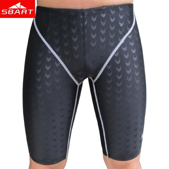 Sbart Professional Quality Men Competitive Swim Trunks Shark Skin Swimwear Solid Jammer Swimsuit Fifth Pant Plus Size M-5XL