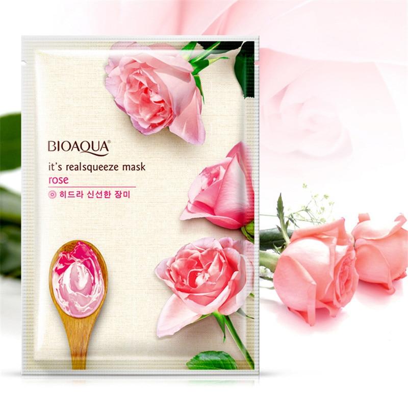 BIOAQUA Rose Facial Mask Smooth Moisturizing Face Mask Oil Control Hydrating Nourishing Shrink Pores Peel Mask Skin Care
