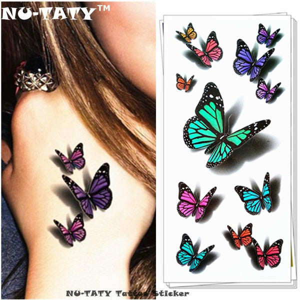 Nu-TATY Amazing Butterfly 3d Temporary Tattoo Body Art Flash Tattoo Stickers 19*9cm Waterproof Tatoo Home Decor Wall Sticker