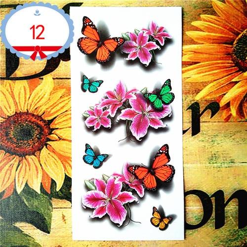 Nu-TATY Amazing Butterfly 3d Temporary Tattoo Body Art Flash Tattoo Stickers 19*9cm Waterproof Tatoo Home Decor Wall Sticker