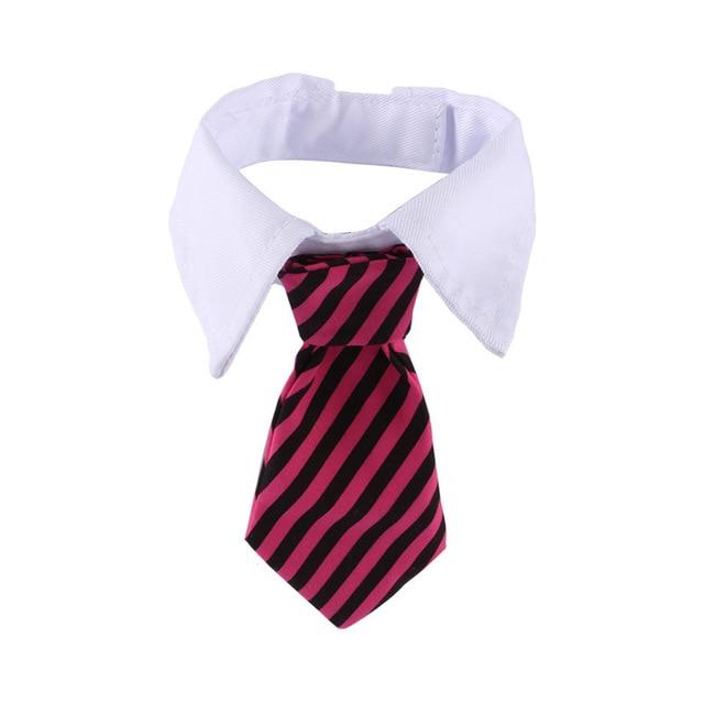 Dog Grooming Cat Striped Bow Tie Animal Striped Bowtie Collar Pet Adjustable Neck Tie White Collar Dog Necktie For Party Wedding