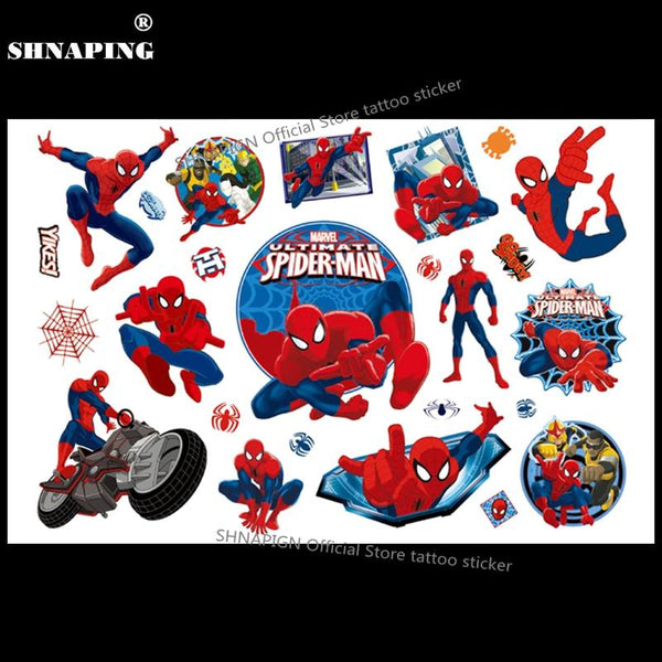 SHNAPIGN Amazing Spidey Child Boy Temporary Tattoo Body Art Flash Tattoo Stickers 17*10cm Waterproof Fake Styling Wall Sticker