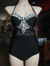 Anibol 2017 White Sexy Rhinestone One Piece Swimwear Luxury Crystal Women Bathing Suit Push Up Diamond Swimsuit Beach Wear Girls