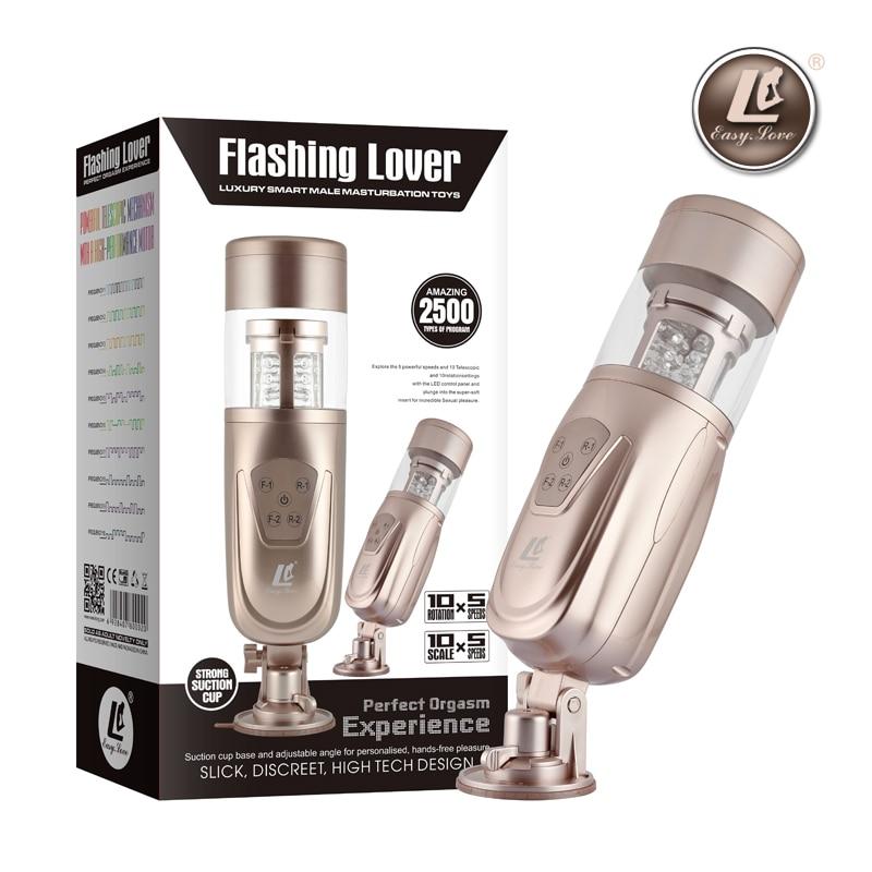 Electric silicone Telescopic Flashing Lover Automatic Sex Machine Rotating and Retractable Male Masturbators Sex Toys for Men