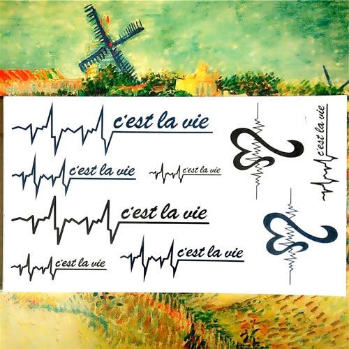 Nu-TATY Chinese  I LoveYou Temporary Tattoo Body Art Arm Flash Tattoo Stickers 17*10cm Waterproof Fake Henna Painless Tattoo